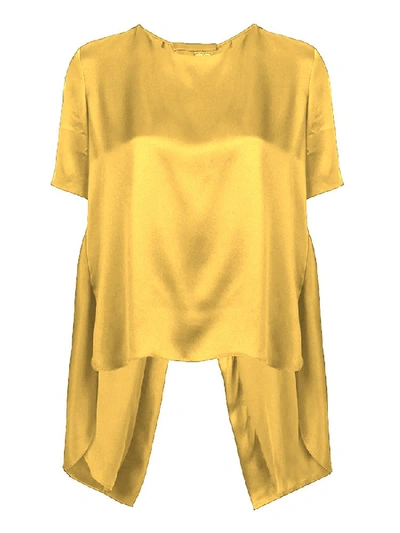 Shop Adam Lippes Silk T-shirt Yellow