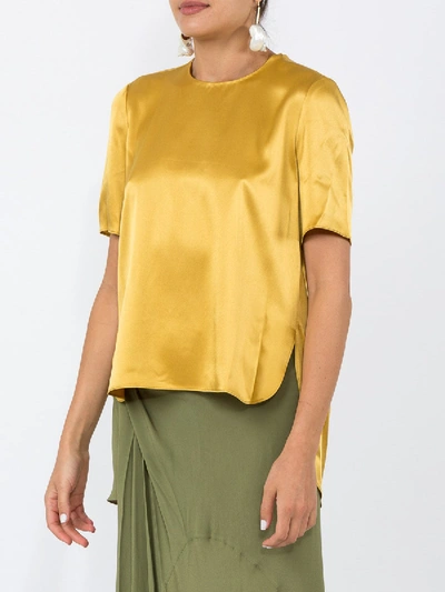 Shop Adam Lippes Silk T-shirt Yellow