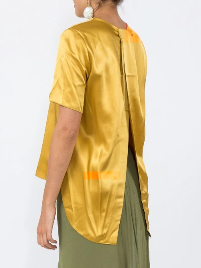 Shop Adam Lippes Silk T-shirt Yellow