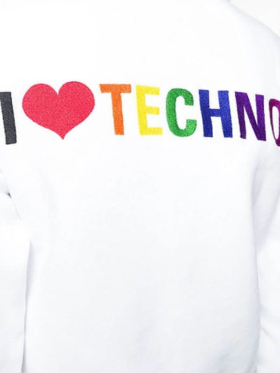 Balenciaga I Love Techno Zip-through Cotton Hooded Sweatshirt In White  Multi | ModeSens