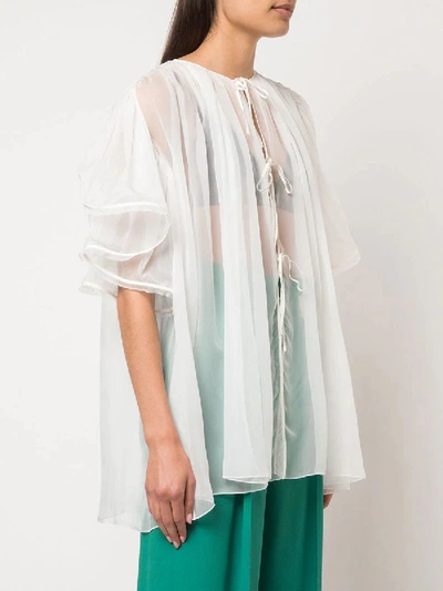 Shop Maison Rabih Kayrouz Ruffle Sleeves Sheer Top In White