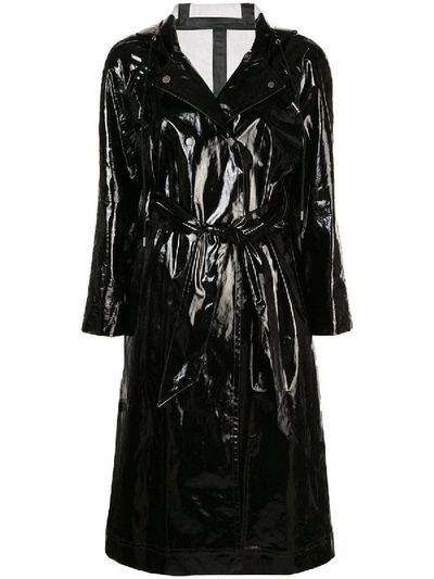 Shop Alexa Chung Wet-look Trench Coat Black