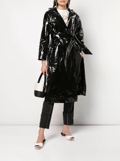 Shop Alexa Chung Wet-look Trench Coat Black
