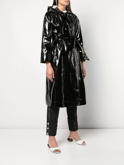 Shop Alexa Chung Wet-look Trench Coat Black