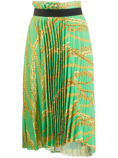 Shop Balenciaga Asymmetrical Pleated Chain-print Skirt