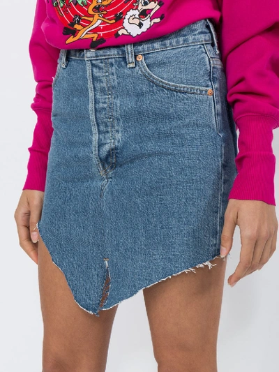 Shop Vetements High-waisted Asymmetric Denim Skirt In Blue