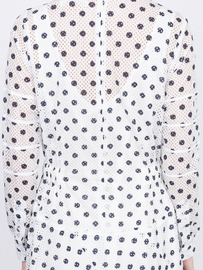 Shop Julien David Longsleeved Spot Print Dress In Black & White