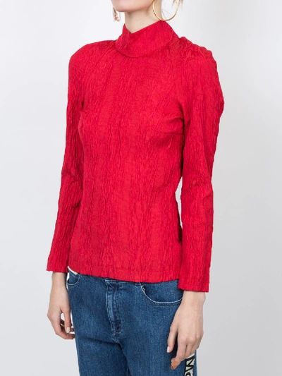 Shop Alexa Chung Open Back Funnel Neck Blouse In Red