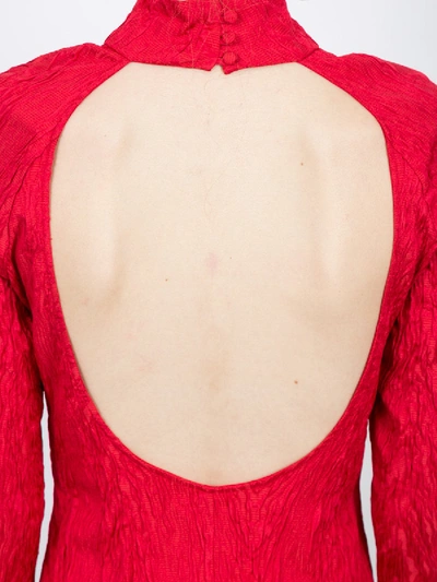 Shop Alexa Chung Open Back Funnel Neck Blouse In Red