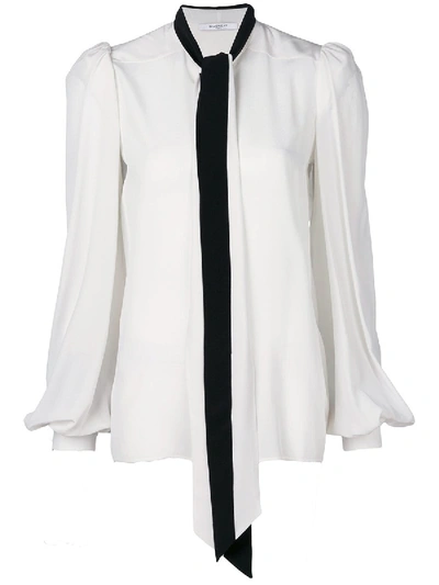 Shop Givenchy White Pussybow Blouse