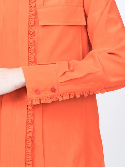 Shop Chloé Frilled Band Collar Blouse Orange