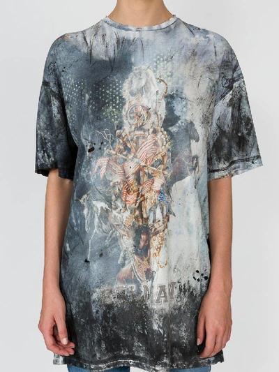 Shop Balmain Printed Horse T-shirt In Grey