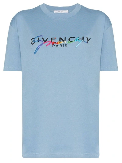 Shop Givenchy Logo Printed T-shirt In Blue
