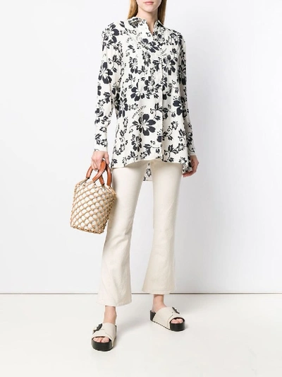 Shop Alexa Chung Hawaiian Flower Print Shirt In Black & White