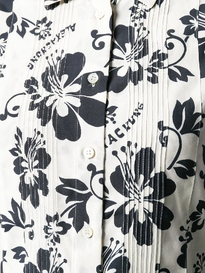 Shop Alexa Chung Hawaiian Flower Print Shirt In Black & White