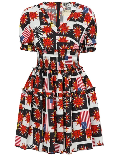 Shop Fausto Puglisi The Webster X  Printed Puff-sleeve Mini Dress