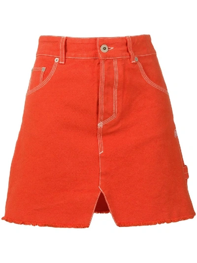 Shop Heron Preston Denim Mini Skirt In Orange