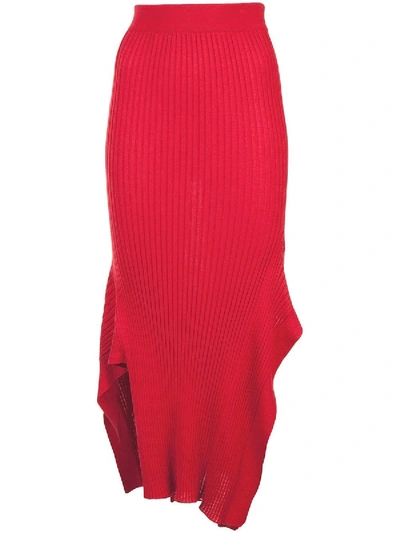 Shop Stella Mccartney Ribbed Knit Skirt Red