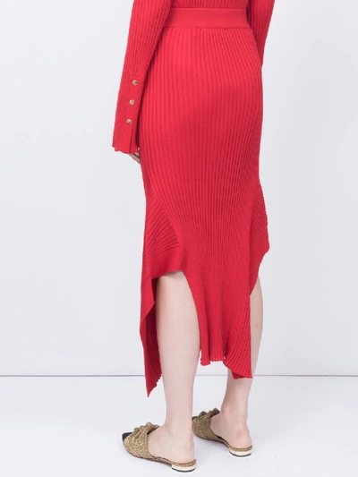 Shop Stella Mccartney Ribbed Knit Skirt Red