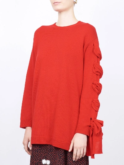 Shop Valentino Bow Detail Sweater In Red