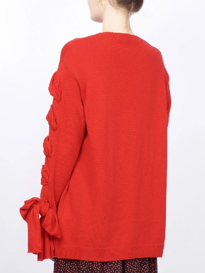 Shop Valentino Bow Detail Sweater In Red