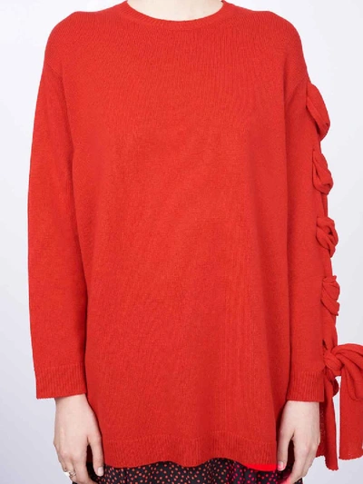 Shop Valentino Bow Detail Sweater In Red