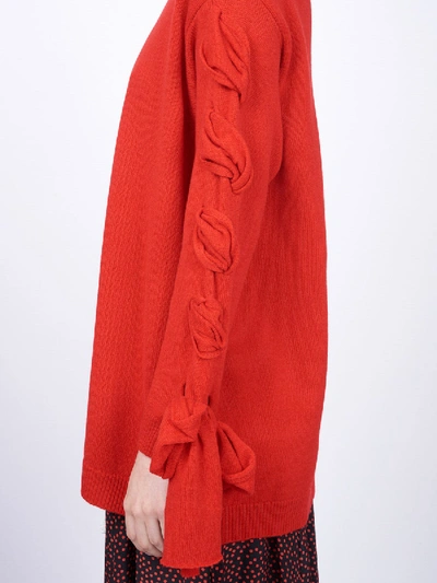 Shop Valentino Bow Detail Sweater In Red