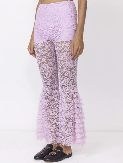 Shop Givenchy Flared Lace Trousers Pink