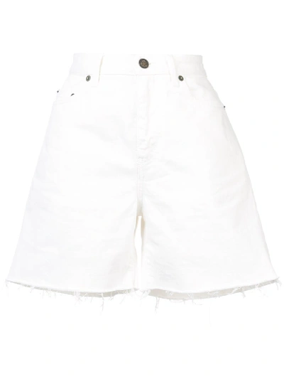 Shop Saint Laurent Baggy Frayed Shorts In White