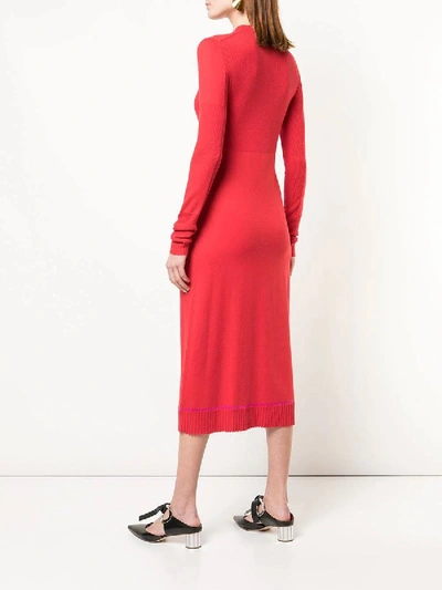 Shop Proenza Schouler Ribbed Knit Long Sleeve Dress Red