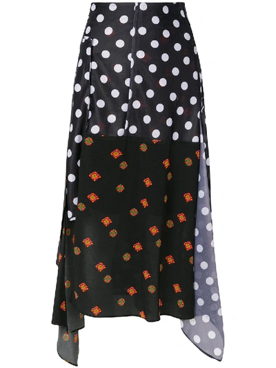 Shop Jw Anderson Polka Dot And Floral Print Skirt In Black