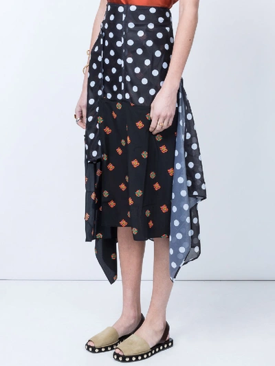 Shop Jw Anderson Polka Dot And Floral Print Skirt In Black