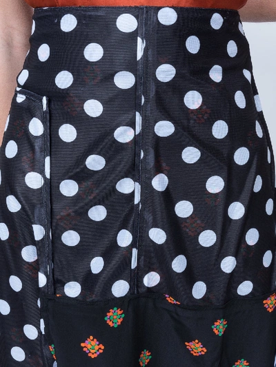 Shop Jw Anderson Polka Dot And Floral Print Skirt In Black