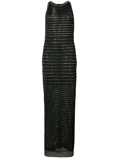 Shop Balmain Metallic Stripe Maxi Dress