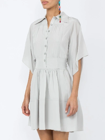 Shop Chloé Point-collar Silk Shirt Dress Grey