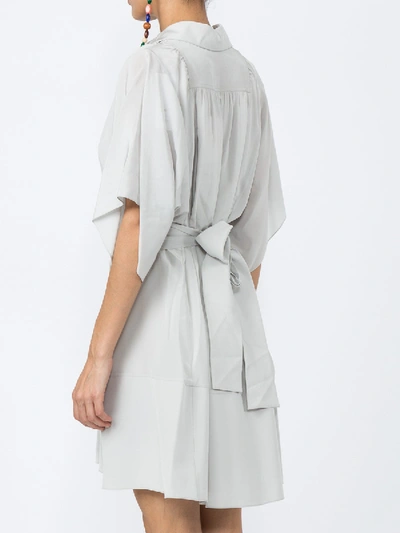 Shop Chloé Point-collar Silk Shirt Dress Grey