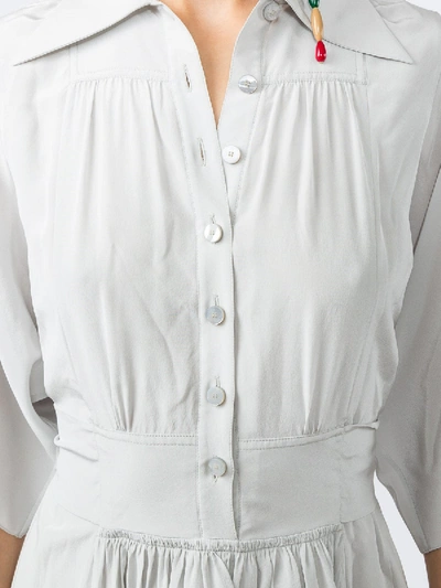 Shop Chloé Point-collar Silk Shirt Dress Grey
