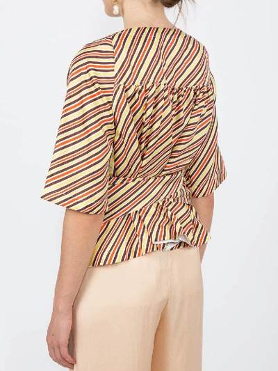 Shop Calvin Klein 205w39nyc Striped Back Tie Blouse Multicolor