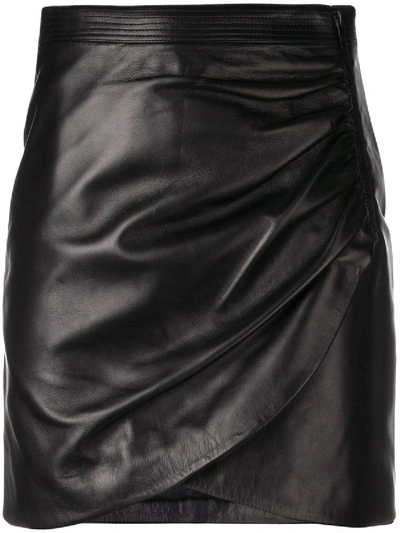 Shop Givenchy Leather Wrap Front Mini Skirt