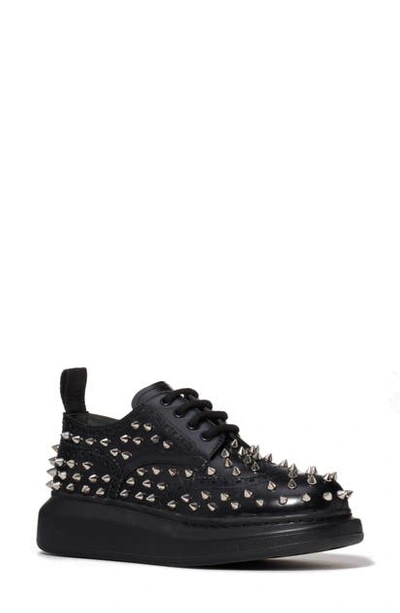 Shop Alexander Mcqueen Studded Platform Sneaker In Black/ Silver