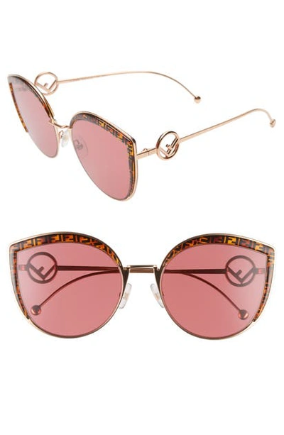 Shop Fendi 58mm Metal Butterfly Sunglasses - Gold Copper/ Pattern