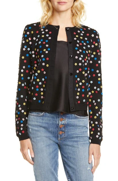 Shop Alice And Olivia Ruthy Embellished Cardigan In Black/ Multi