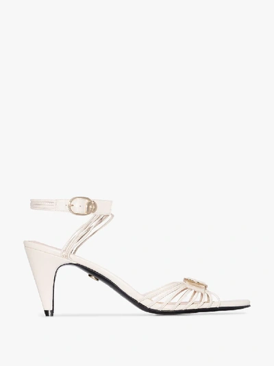 Shop Charles Jourdan X Browns White Marilyn 70 Leather Sandals