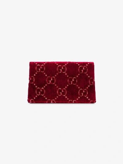 Shop Gucci Red Super Mini Gg Supreme Velvet Shoulder Bag