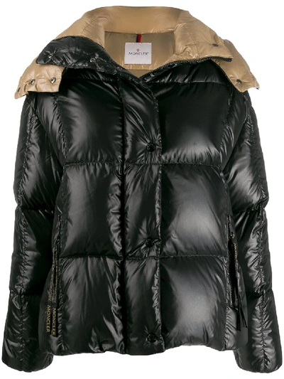 Shop Moncler Hooded Puffer Jacket - Black