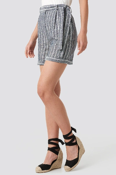 Shop Trendyol Striped Tulum Linen Shorts - Multicolor In Indigo