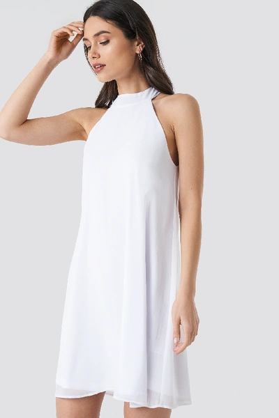 Shop Na-kd Halterneck Swing Dress - White