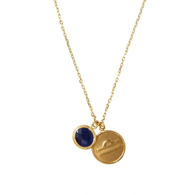 Shop Ottoman Hands Libra Zodiac Necklace With Sapphire Charm