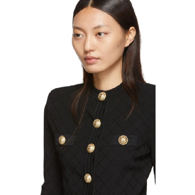 Shop Balmain Black Knit Buttoned Cardigan In 0pa Noir