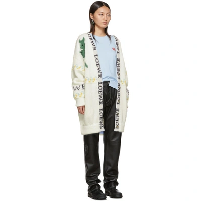 Shop Loewe Off-white Mohair Oversized Deer Cardigan In 2370 Ecru